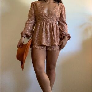 Orange Patterned Romper